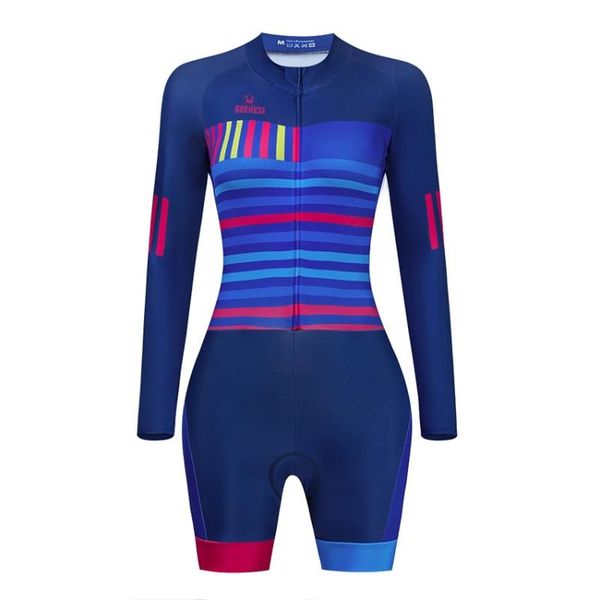

racing sets the frenesi vrouwen macaquinho lange mouw fietsen jumpsuit kleding zomer fiets schaatspak triathlon mtb riding bodysuit, Black;blue