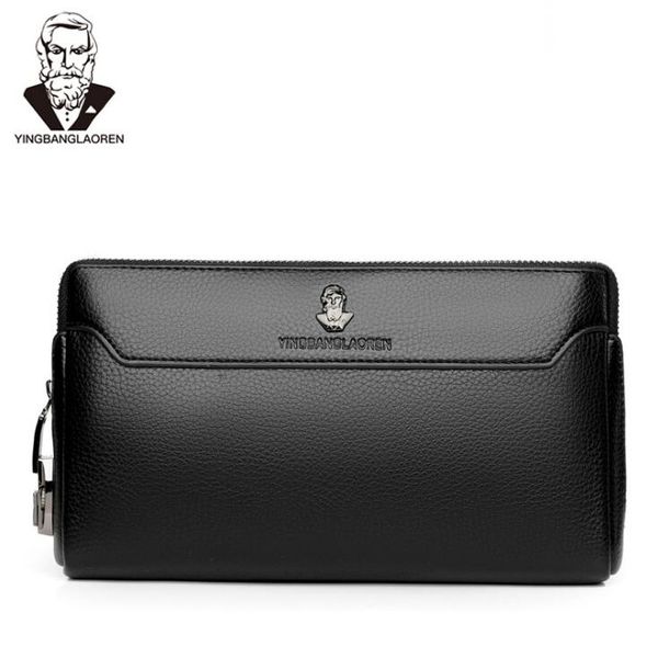

factory wholesale brand men bag fashion anti-theft lock mens handbag simple england van soft leather business hand clutch large capacity, Red;black