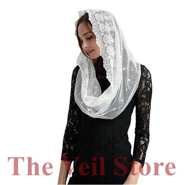 

bridal veils ishsy women mantilla chapel for church headcover wrap latin mass traditonal veil velo de novia tulle floral lace, Black