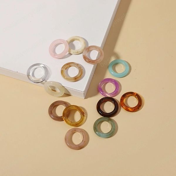 2021 bunte transparente Acryl unregelmäßige Marmor Muster Ring Harz Schildkröte Ringe für Frauen Mädchen Schmuck
