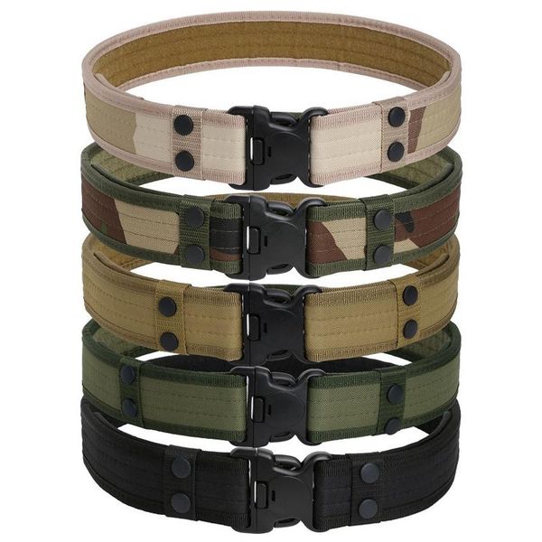 

belts 2021 army style combat quick release tactical belt fashion men canvas waistband outdoor hunting 9colors optional, Black;brown