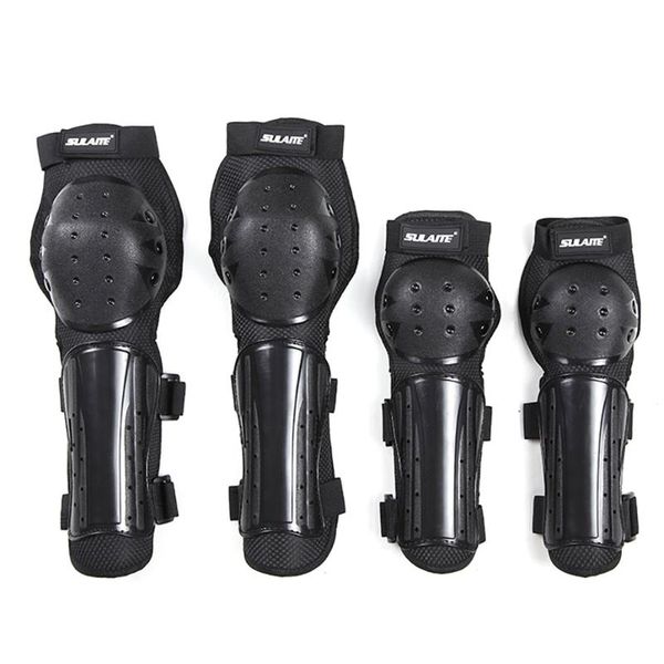 

elbow & knee pads 4pcs adjustable motorcycle shin btrace dirt bike guards collision avoidance armor, Black;gray