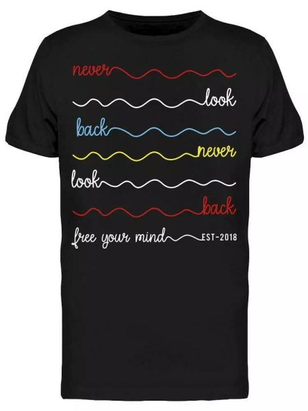 

never look back line art tee men's -image by shutterstock, White;black