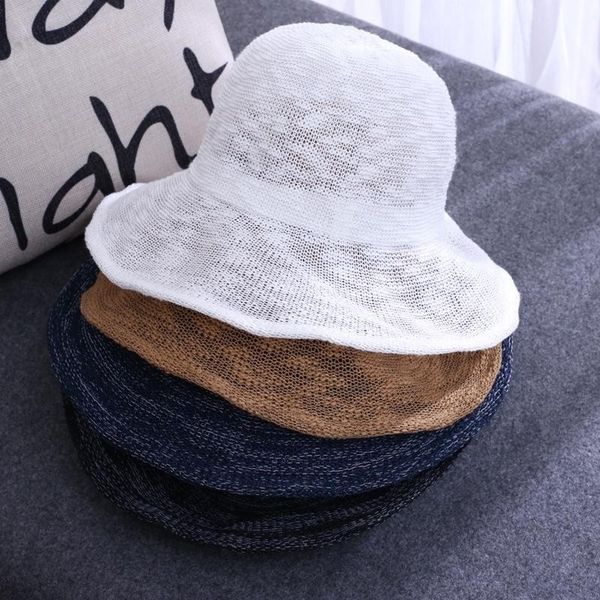 

berets fisherman's hat women's korean summer sun protection folding basin, Blue;gray