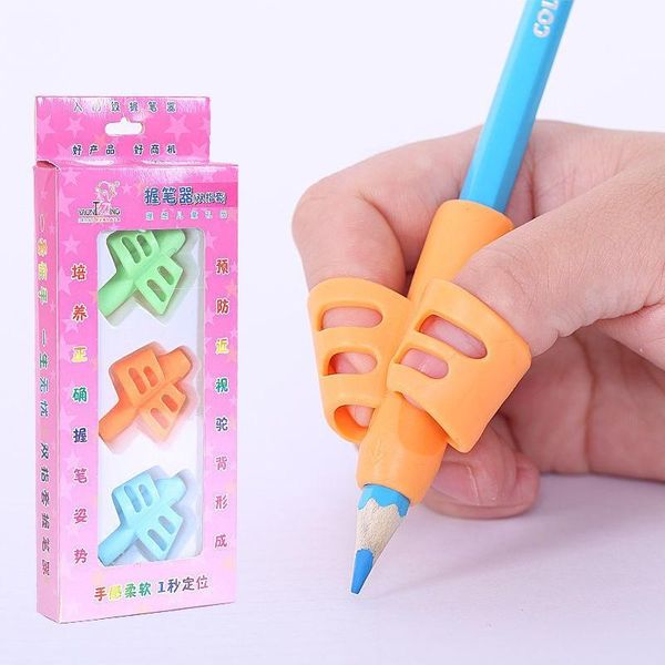 

refills 3pcs/set pencils holding practise tool silicone pen holder grip for student writing correction stationery school supplies, Black;red