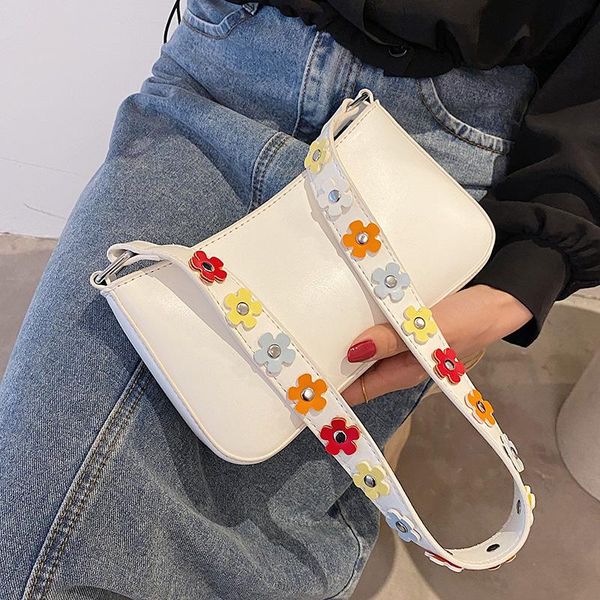 

evening bags 2021 flower shoulder strap design small pu leather crossbody for women luxury simple travel ladies handbags