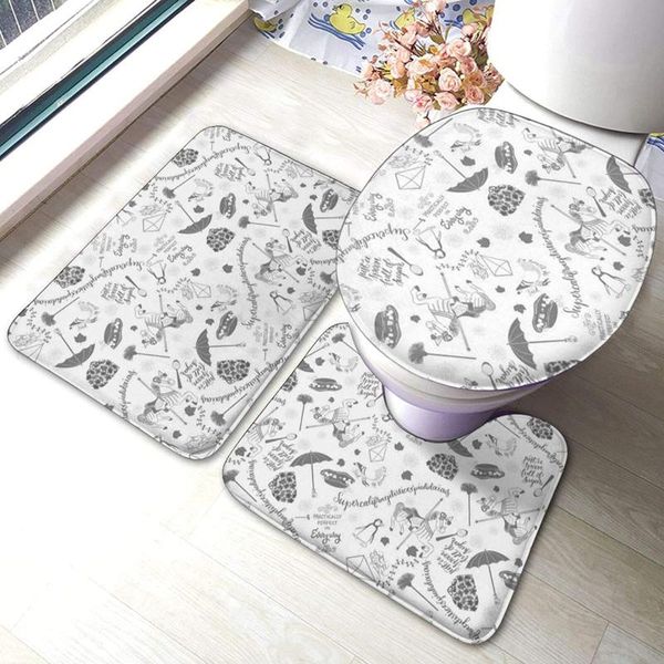 

bath mats mary poppins grayscale bathroom mat sets 3 piece set rugs memory foam toilet seat cover lid