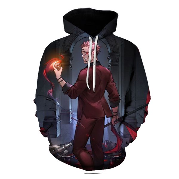 

jujutsu kaisen nice men 3d printed hoodie visual impact party punk goth round neck sweatshirt hoodie, Black