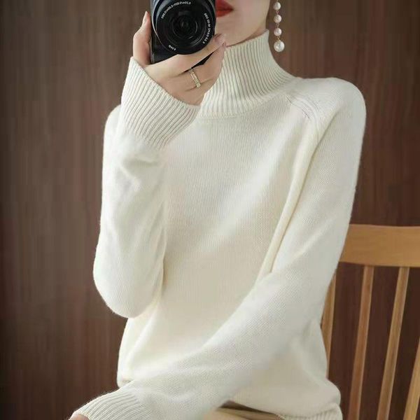 

women's sweaters turtleneck sweater autumn and winter clothes fashion comfortable solid color blouse loose all-match, White;black