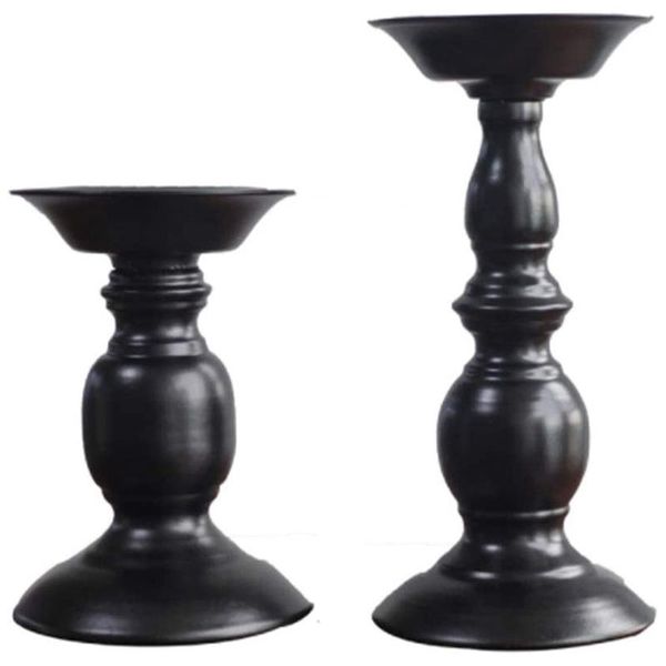 

candle holders pillar holder, 2 pcs retro candlestick holder stand for led and candles, ornament birthday