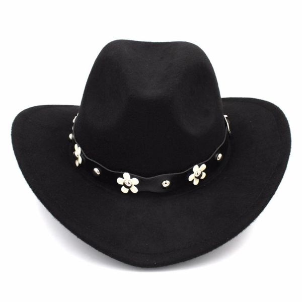 

cloches mistdawn women western wool cowboy hat wide brim cowgirl cap flower charms leather band size 56-58cm, Blue;gray
