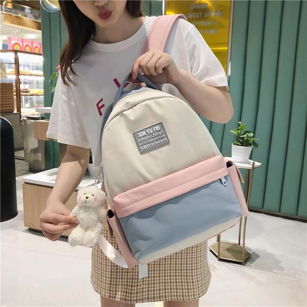 

cute patchwork school backpack female women's bag 2021 teen for girl urban lap14 waterproof fashion to student schoolbags bags