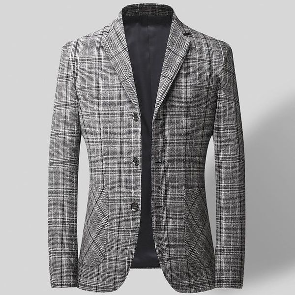 

men's suits & blazers blazer british's style casual slim fit suit jacket single-breasted fashion male plaid men coat terno masculi, White;black