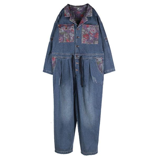 

women's jumpsuits & rompers women european overalls blazer style long sleeve cowboy jumpsuit streetwear baggy wide leg jean overall ori, Black;white
