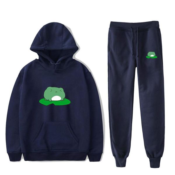

men's tracksuits frog spring printing all-match sport hoodie sportswear sweatshirt trouser two-piece suit, Gray