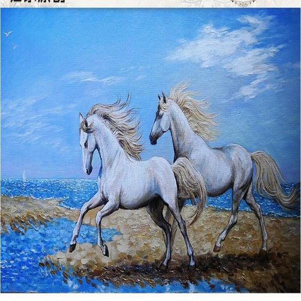 

shuhiko customized large - scale murals river white horse oil painting background wallpaper environmental wallpapers