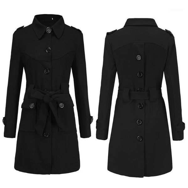 

black womens coats thick slim long woolen blend coat girl casual overcoat female windbreaker ladies winter outerwear multicolor women's