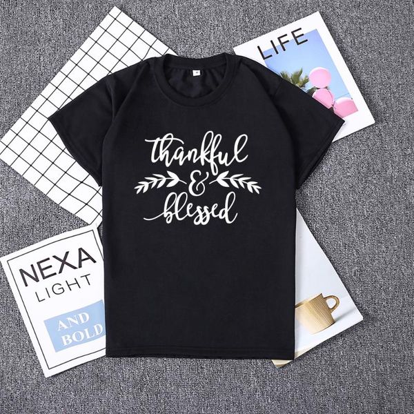 

women's t-shirt hillbilly thankful blessed women aesthetics graphic tumblr t shirt casual summer cotton round neck tees, White