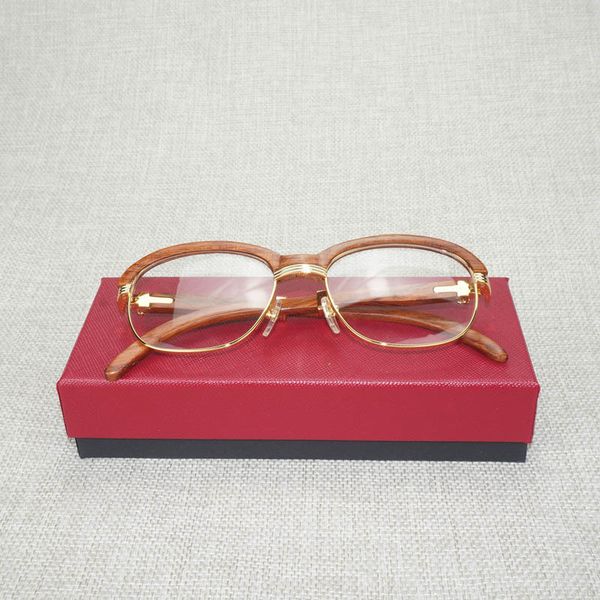 Gafas de sol de estilo vintage con diseño de tendencia para mujer, de madera, estilo envolvente, para exteriores, redondas, con montura de cristal transparente, EyewearKia_voghion.com