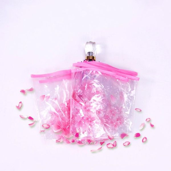

umbrellas transparent clear automatic umbrella rain women acrylic handle cherry blossoms originality three folding