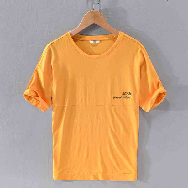 

men's t-shirts embroidered summer linen t-shirt fashion brand shirts for men short sleeve o-neck t shirt mens yellow overhemd camiseta, White;black