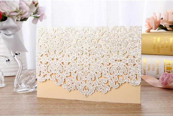 

greeting cards gold customized laser cut floral invitation card for wedding party, marriage engagement invitations, 100pcs, express
