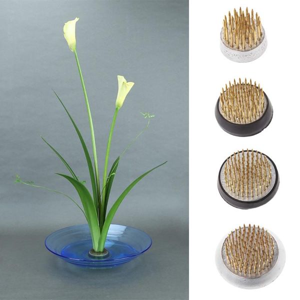 

metal painting round ikebana kenzan flower frog with rubber gasket art fixed arranging tools