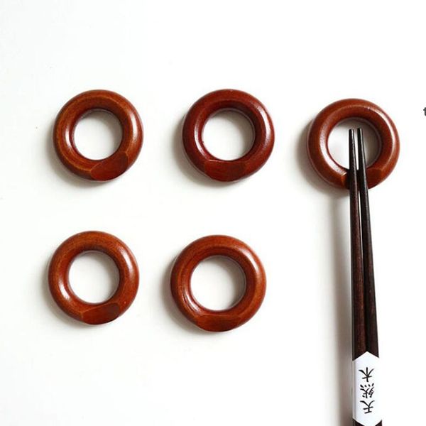 Porta bacchette in legno in stile giapponese 5 * 1,5 cm Porta bacchette ad anello Nanmu Cornice per bacchette Decorazione da tavola RRA11588