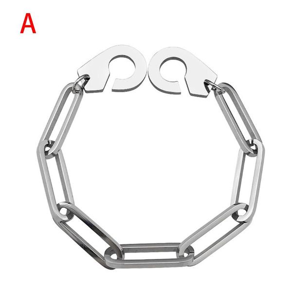 

link, chain simple stainless steel couple jewelry men and women titanium handcuffs bracelets accessories, Black