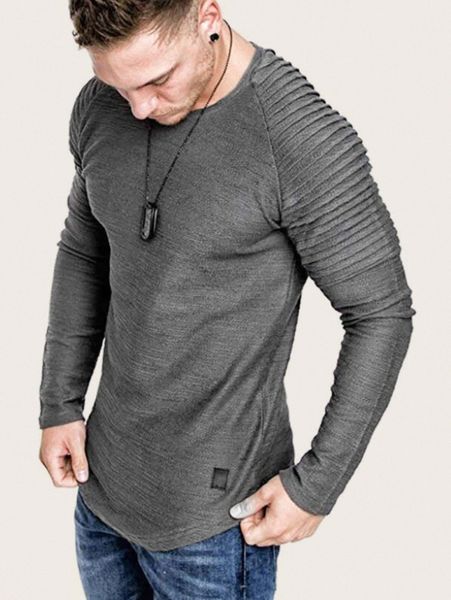 

men raglan sleeve curved hem tee g0p1#, White;black