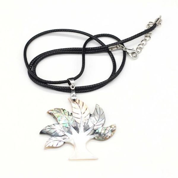 

natural shell pendent necklace fashion leather rope splicing tree shape charming pendant for women jewelry gift necklaces, Silver