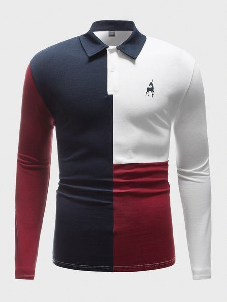 

men cut and sew deer print polo shirt u9rz#, White;black