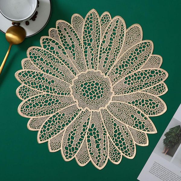 

mats & pads rhombus splicing pvc hollow table mat heat insulation pad stamping placemats home dining decoration 6/4pcs