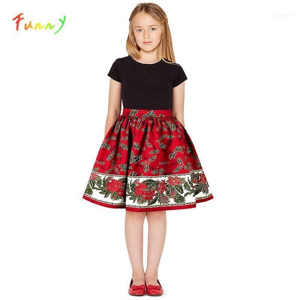 

skirts floral printed elastic waist girls for kids clothes elegant red tutu skirt girl knee length party falda 8 10 12 years1, Blue