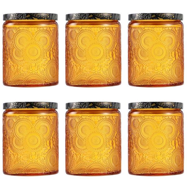 

6pcs embossed glass candle container kits empty round making mason jars storage bottles &