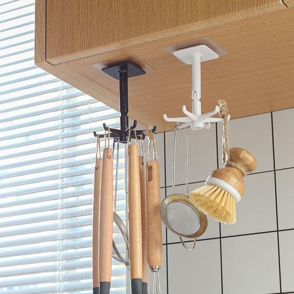 

kitchen rotate storage rack holder cupboard shelf hanging hook organizer clothes hanger wardrobe hooks & rails