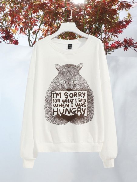 

x tobefonseca slogan & cartoon graphic drop shoulder pullover x1cz#, White;black