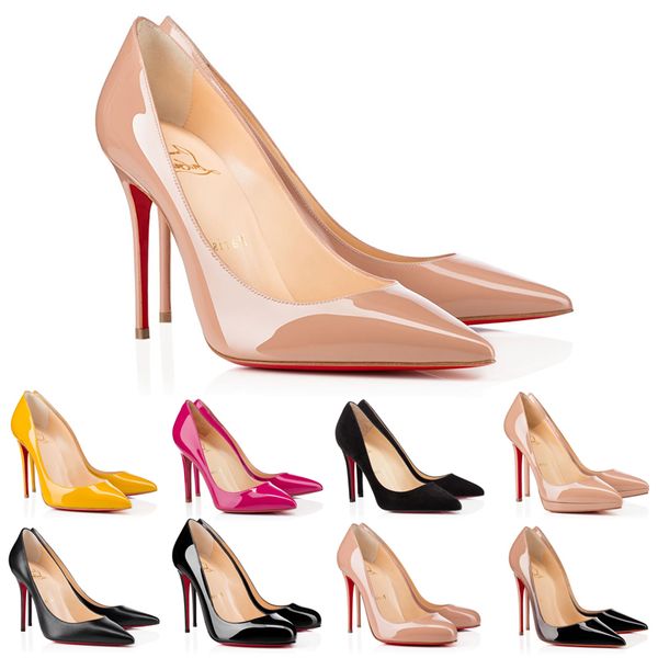 

with box red bottom heel women wedding dress shoes 8cm 10cm 12cm so kate styles high hell round pointed toes pumps fashion bottoms, Black