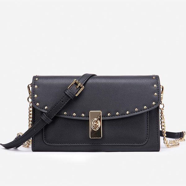 

evening bags fashion simple rivet cowhide for women all-match quality leather chain shoulder crossbody handbag female b625
