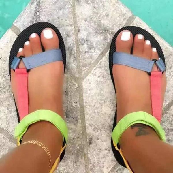 

sandals 2021 women summer shoes flat beach fashion outdoor casual open toe sandalias mujer, Black