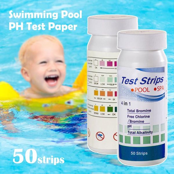 

pool & accessories 50 chlorine dip test strips tub spa swimming water ph tester paper multifunctional home garden