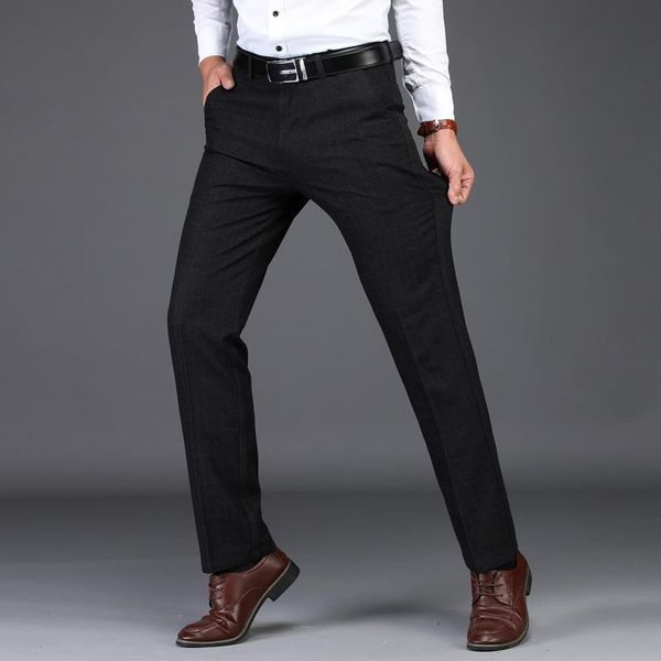 

men's suits & blazers suit pants classic style black business casual straight stretch dress male brand trousers plus zise 42 44 46, White;black