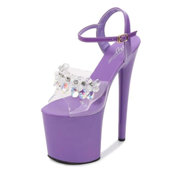 

water diamond decoration, 17cm-20cm stiletto sandals, waterproof platform high summer sandals for women, Black