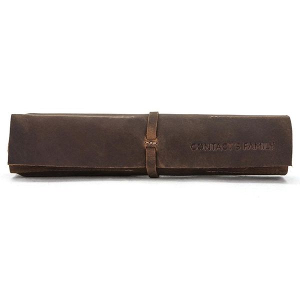

pencil bags retro case handmade genuine leather roll up pen curtain bag pouch wrap dropship