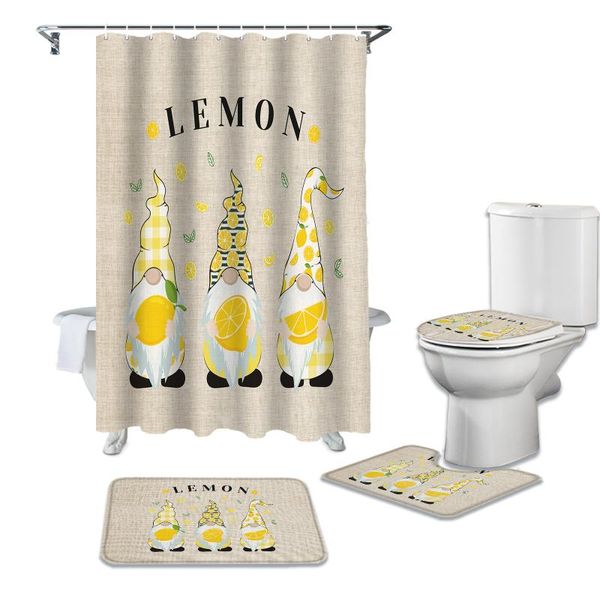 

summer idyllic dwarf shower curtain set carpet cover toilet bath mat waterproof bathroom curtains
