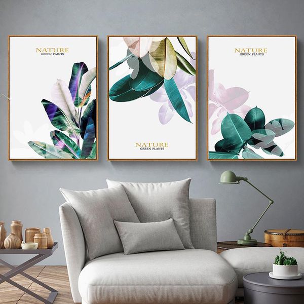 

paintings watercolor leaf plant home wall backdrop decor nordic canvas painting art prints and poster modern picture for living room