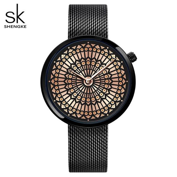 

wristwatches shengke watch women fashion dress quartz ladi, Slivery;brown