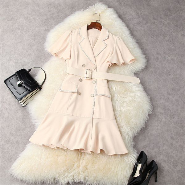 

runway designers spring summer elegant ladies stuck in office party blazer trumpet bathrobe femme mini dress, Black;gray