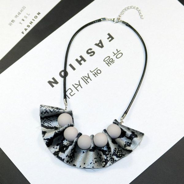 

pendant necklaces personality women rope necklace geometric fabric beads fashion jewelry short chain trendy accessories, Silver