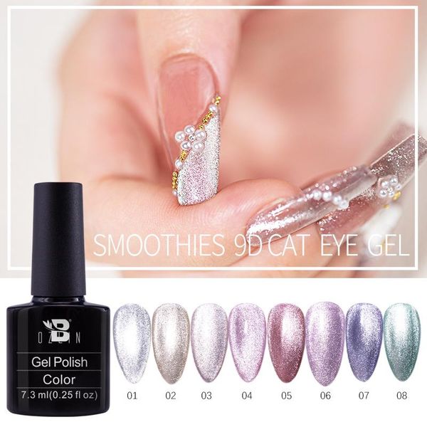 

nail gel 9d magnetic cat eye polish 8 colors smoothie semi-transparent soak off uv led diamond glitter varnish summer theme, Red;pink